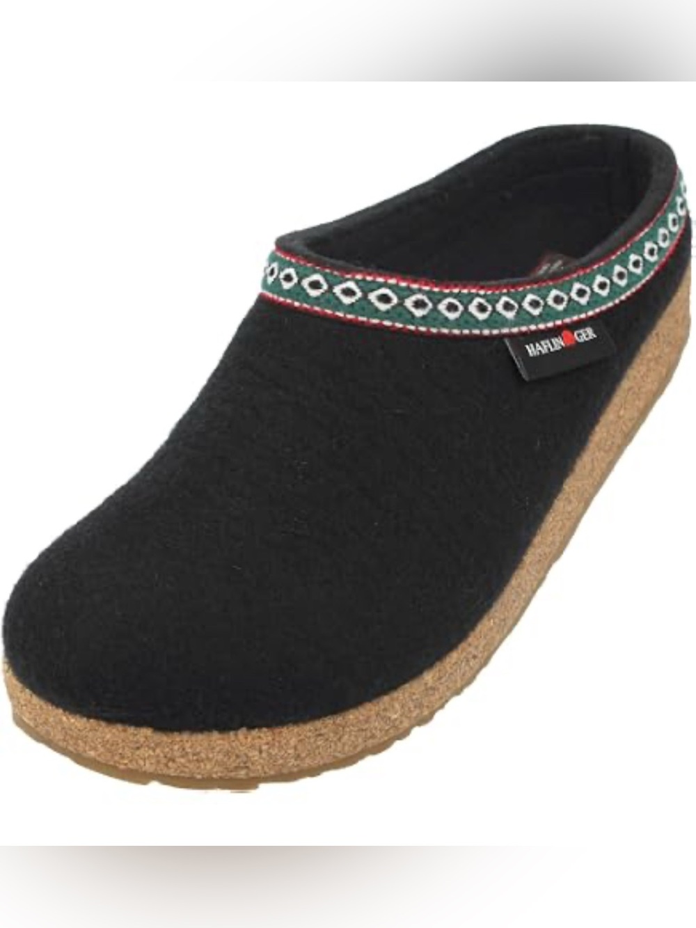 HAFLINGER Black Felt Clog Mule with Decorative Trim 7/38